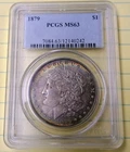 1879 Morgan Silver Dollar Rainbow Toned Color PCGS Ms63 Nice Eye Appeal