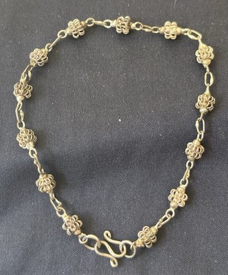 925 Sterling Silver Link Chain Knot Bracelet Hook Clasp Signed