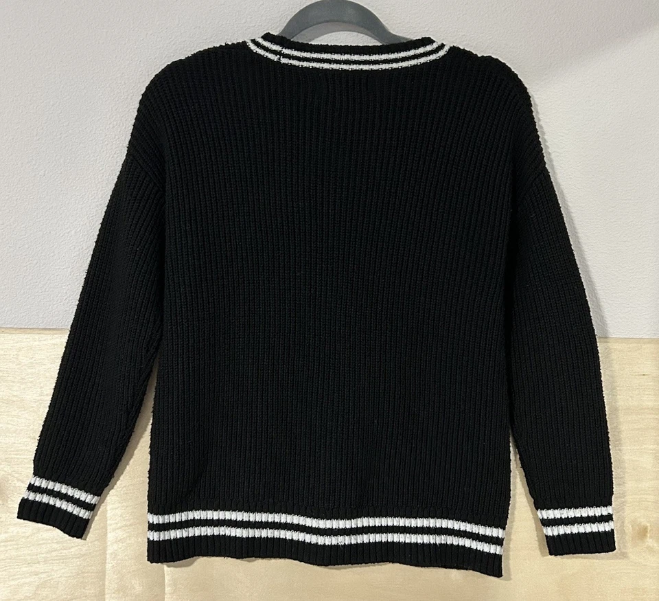 Cárdigan tejido Hazel Moon Big Girls estilo universitario logotipo B negro talla 16 Foto 2 de 4
