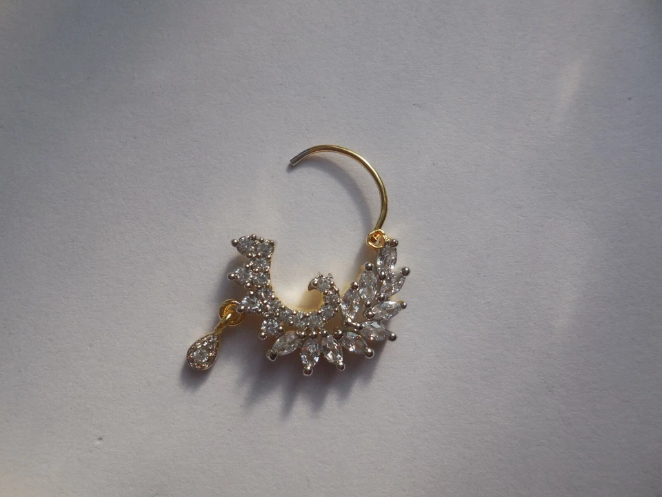 Designer Nose Ring Indian Piercing Nath Fashion Jewelry Hoop Wedding Gold Plated - Image 4 of 4