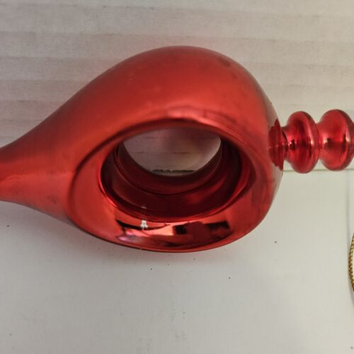Mundgeblasene Quecksilber Glas Endstück Ornament rot 9 75" mit Mittelschlaufe - Bild 6 von 7