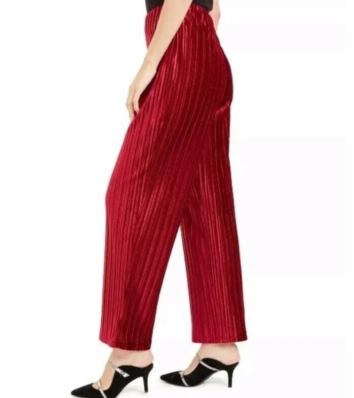 Alfani Plus Size Women’s Red Velvet Malbec Pleated Wide Leg Pants 2X, 3X