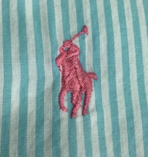 Ralph Lauren camicia uomo media verde acqua a righe rosa pony vestibilità classica SPH250311/SP1 - Foto 7 di 9