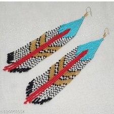 Handmade Seed Bead Fringe Earrings - Long Tassel Beaded Jewelry for Women