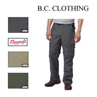 BC Clothing Pantalon de randonnée cargo extensible convertible pour homme, poches zippées