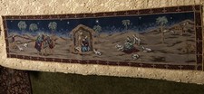 Christmas Table, Vanity Nativity Scene Tapestry Runner 52x13"