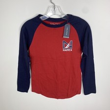 NWT Nautica Boys Youth S Red/Blue Long Sleeve Shirt MSRP 29.50