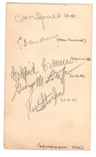 Gottfried von Cramm & George Lott Signed Page Wimbledon 1934 Autographed Tennis