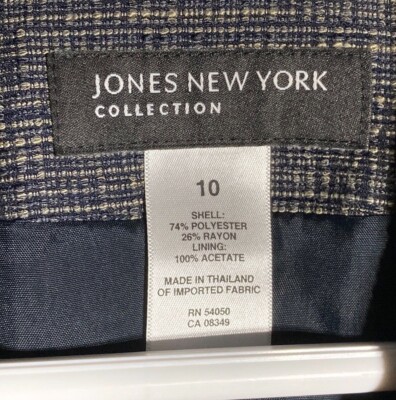 Vntg Jones New York Monterey Polyester Blazer Tweed Jacket Women's