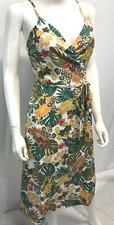 Loft Wrap Dress NEW Midi Linen Casual Tropical Summer NWT MSRP 79 XS,S