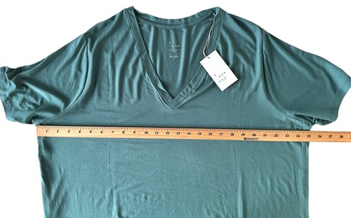 A New Day Women's Short Sleeve V-Neck Soft Modal Tee Top Plus Size 1X Dark Green - Picture 7 of 8