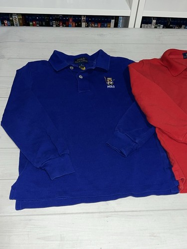 Lot Ralph Lauren POLO Ski Bear Shirts Boys Size 6 Red & Blue Long Sleeve - Picture 5 of 10