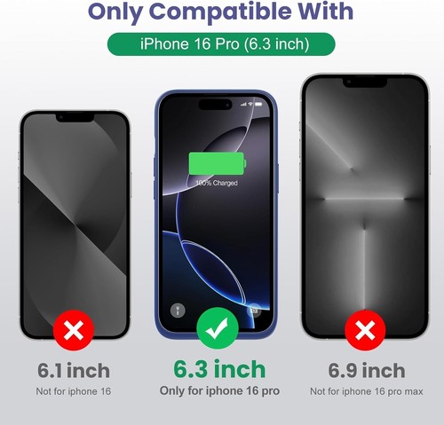 iPhone 16 Pro Battery Case 7500mAh with Screen Protector - Navy Blue - Zdjęcie 2 z 7