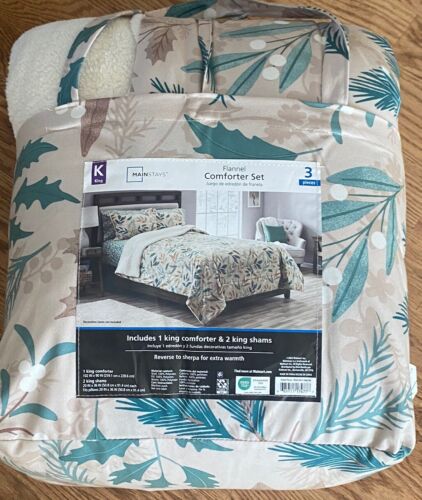 KING size Flannel Reverse to Sherpa 3-Piece Comforter Mainstays NEW Fall/Wnter - Picture 8 of 8