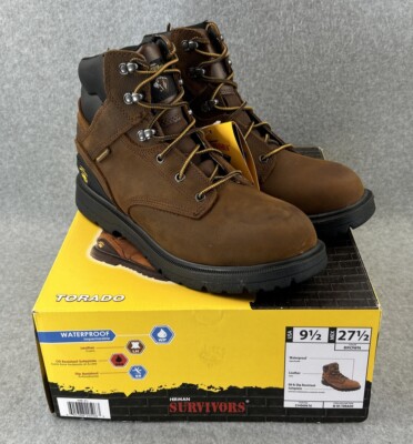 Herman Survivors Leather Work Boots Torado Mens Sz 9.5 Waterproof Slip Resistant
