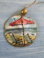 Sand Dollar Ornament Beach Day, Ocean Decoupage, Coastal Nautical Decor Handmade