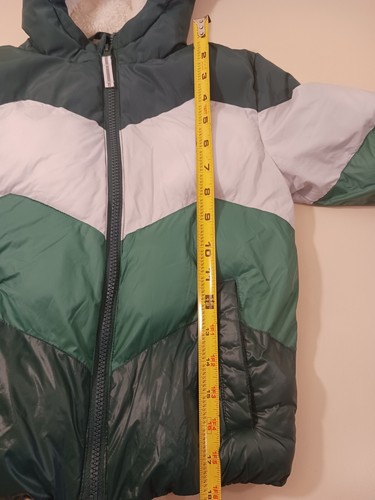 Cat & Jack-Boy's Green/White Colorblock Chevron Puffer Jacket Size Small - Picture 12 of 16
