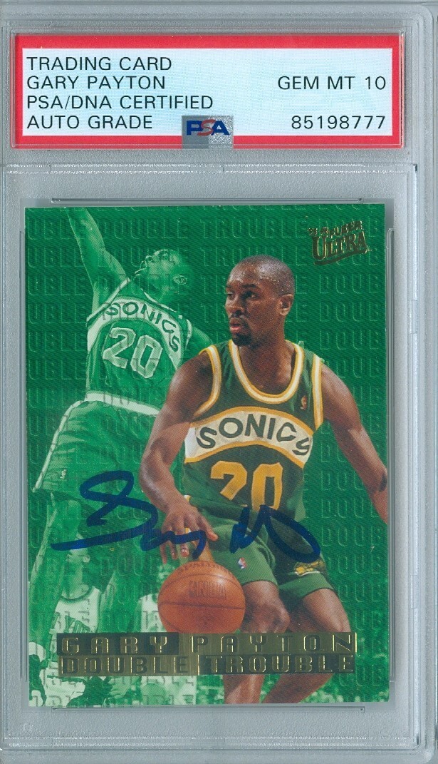 Gary Payton 1995 Fleer Ultra Double Trouble PSA DNA GEM MT 10 Auto