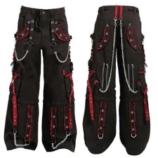 EXTREME BONDAGE GOTHIC PUNK ROCKER CYBER GOTH RED  BLACK STEAMPUNK BIKER PANTS