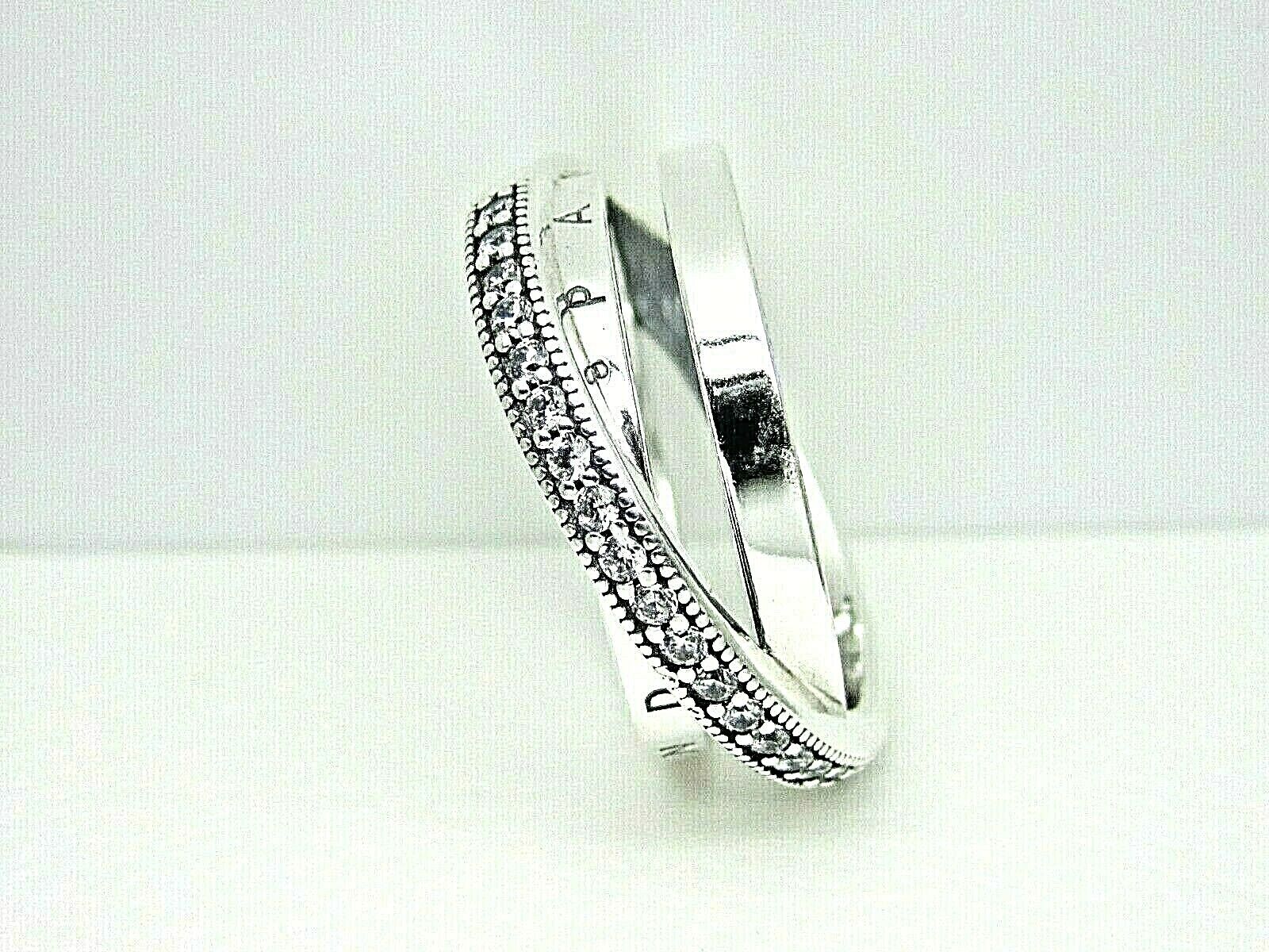Authentic Pandora #199057C01-52 Crossover Pave Triple Band Ring Size 6