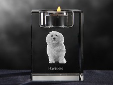 Havanese, crystal candlestick with dog, souvenir, Crystal Animals CA