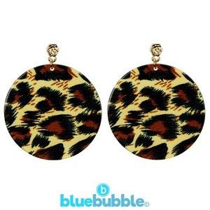 Authentic bluebubble EXOTIC Large Round Disc Stud Dangle Earrings Boho Chic African Safari