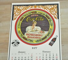 Vintage Coca-Cola Coke USA Calendrier 1977 Mural 94 X 31 CM De L'Année