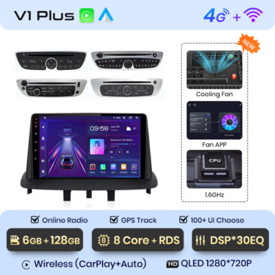 128GB Für Renault Megane   Carplay Android 13 Autoradio GPS NAVI BT FM WIFI DAB+