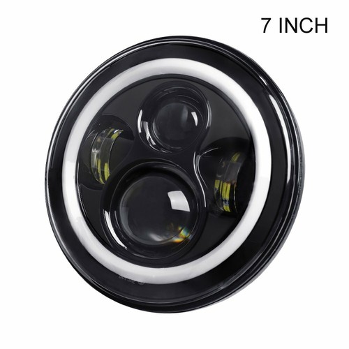 Pair 7" Inch Round LED Headlights Angle Eyes Halo Fit Jeep Wrangler JK LJ TJ CJ - Picture 2 of 28