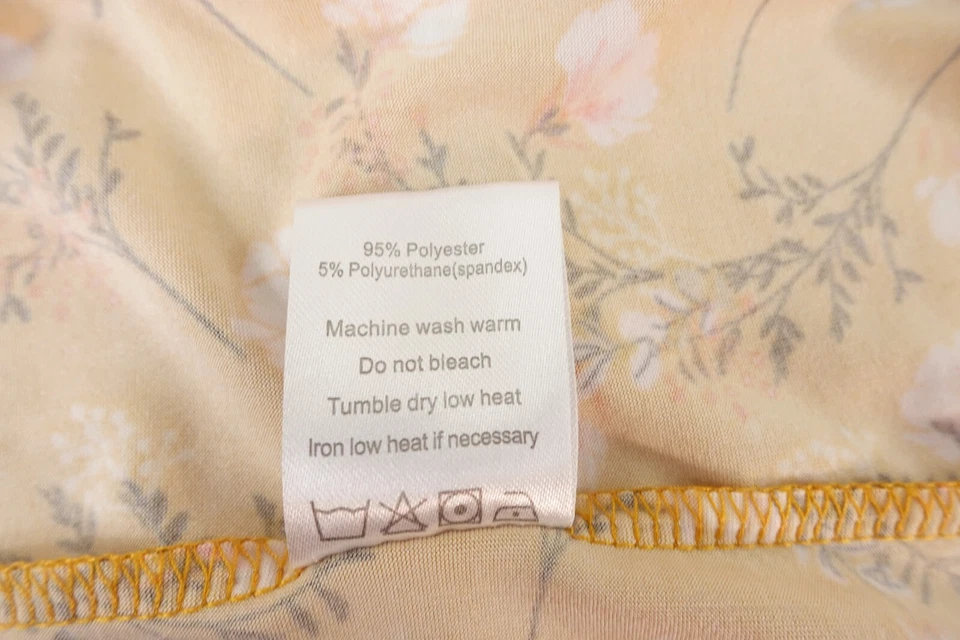 Doublju Women's Size Medium Mustard Flroal Print Short Sleeve Round Neck T-Shirt - Image 4 of 4