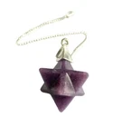 Lepidolite Merkaba Star Pendulum Crystal Healing Reiki Feng Shui Gift Wellness