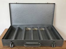 Vintage Mid Century Industrial Gray Metal 35mm Slide Box Latch Hardshell Case