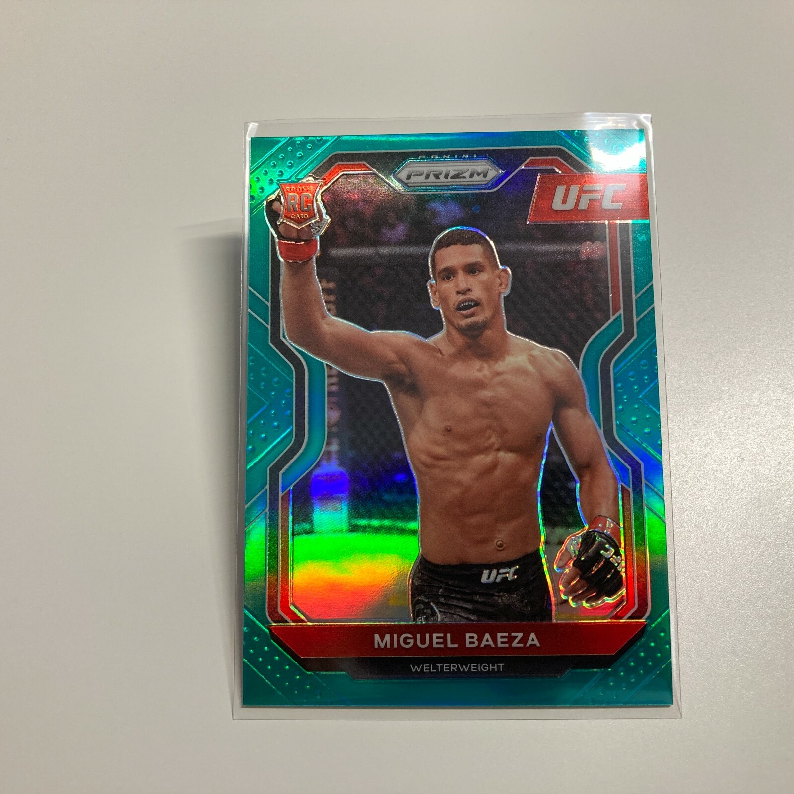 Miguel Baeza 2021 Panini Prizm UFC Teal Refractor RC Rookie Card 33/49 #92