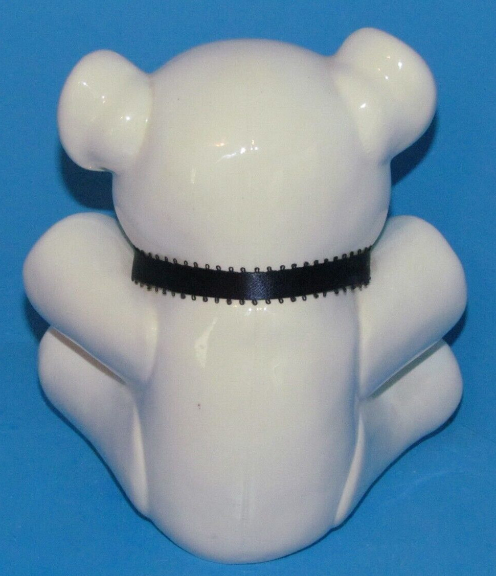 Vtg Byron Molds Rare Hand Painted White & Pink Bear Ceramic Figurine 7" L@@K