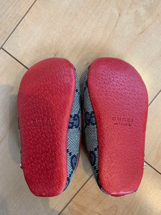 GUCCI Zapatos de Bebé Planos GG Monograma Longitud 12 cm Lona Cuero Italia Foto 4 de 4