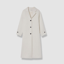$2500 Co Womens Ivory Notch Collar Virgin Wool Coat Jacket Size M/l