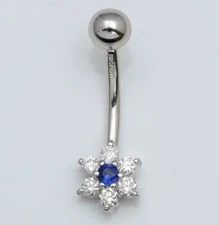 2Ct Round Lab Created Sapphire 14K White Gold Finish Belly Button Wedding Ring