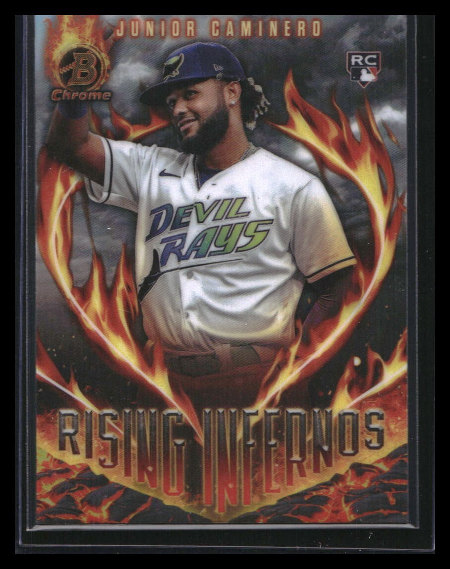2024 Bowman Rising Infernos Insert #RI-6 Junior Caminero RC, Tampa Bay Rays