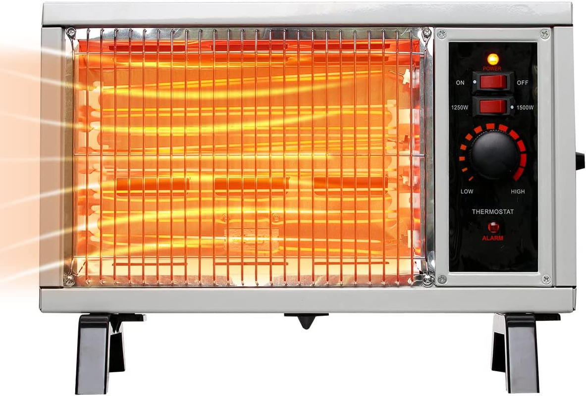 ETL Calentador Radiante Portátil, 1250W/1500W Calentador de Espacio Interior, Calefacción Rápida con