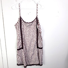 Aerie Top Womens Large Slip Lingerie Mini Dress Lace Maroon Pink Printed