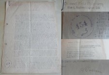 Doctor & writer Fritz Felzmann (1895-1980): letter & poems Vienna 1947