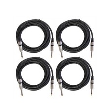 4Pcs 15 Feet Instrument Mic DJ Speaker Cables 6.35mm to 1/4" Mono Jack Male Cord