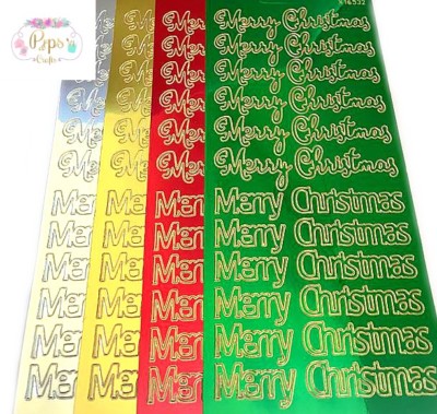 Super Shiny Merry Christmas Peel Off Stickers Sheet Card ...