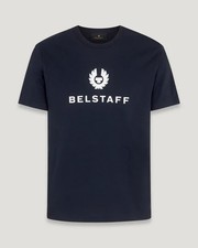 Image of BELSTAFF SIGNATURE COTTON T-SHIRT DARK INK NAVY MEDIUM RRP £60 BNWT