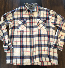 Vintage Button Shirt Winterweights Van Heusen Plaid Flannel Acrylic Blue Large L