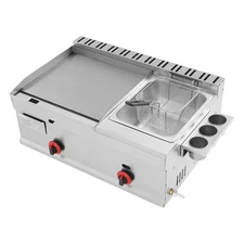 Commercial Deep Fryer 6L Countertop Gas Fryer Restaurant with Grill Griddle