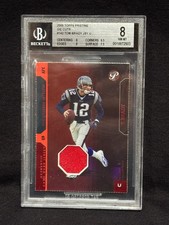TOM BRADY 2005 TOPPS PRISTINE UNCOMMON GAME USED JERSEY RED DIE CUTS #8/45 BGS 8