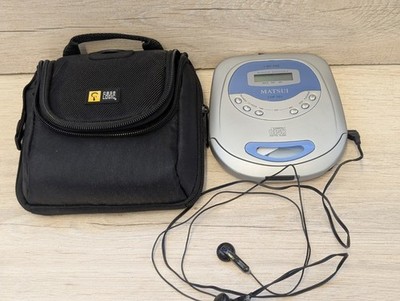 Matsui CDP-201 Portable CD Player Discman Silver Retro Vintage + Case Logic Bag