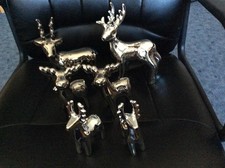 Weihnachtsdekoration Hirsch Silberfarben - Keramik -  Advent  - Geschenk - Deko