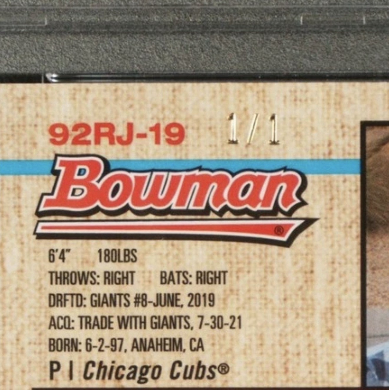 2023 BOWMAN'S BEST 1992 BOWMAN BY RANDY JOHNSON #92RJ19 CALEB KILIAN 1/1 PSA 7 view 3